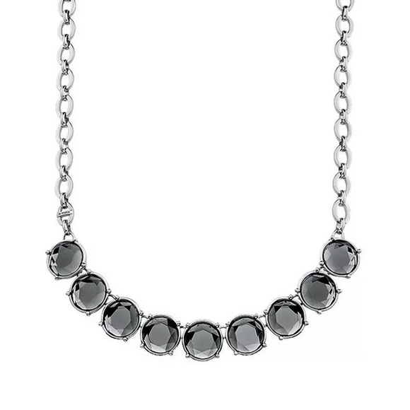 New Lia Sophia InfinitMe Necklace in Smoky Gray faceted resin stones- 18” silver - Picture 2 of 11